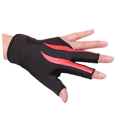 Abaodam Billiard Finger Glove for Snooker Pool Stretchable Left Hand Shooter Glove Red for Men Women Enhances Control No Chalk Needed Durable Material