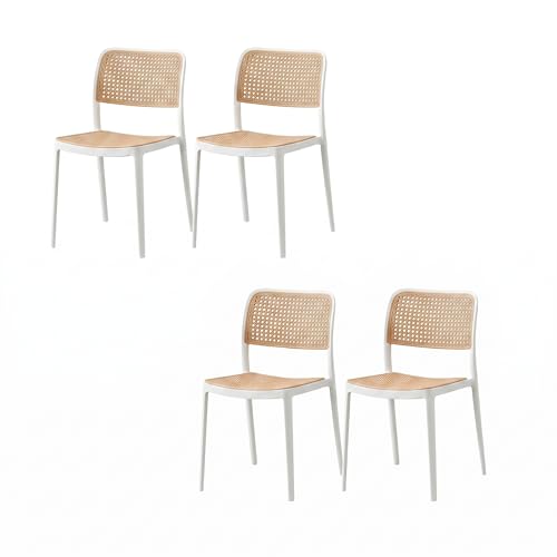Image of INNOWIN Mirra Chair for Cafeteria | Accent Chair for Living Room Home, Bedroom, Cafe and Hotels | Without Arm | 3- Year Warranty | Plastic | White| Pack of 4