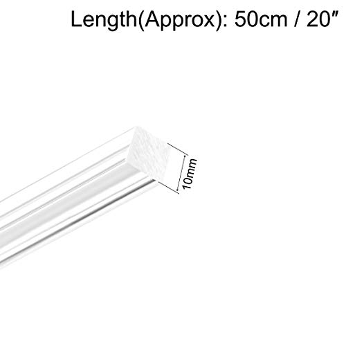 Image of uxcell Acrylic Square Rod,10mmx10mmx20inch Clear Plastic Rod Solid PMMA Bar 3pcs