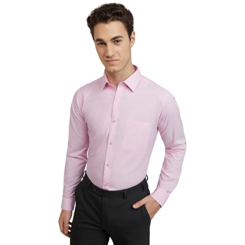 Image of Raymond Men's Pure Cotton Solid Pattern Slim Fit Semi Cutaway Collar Full Sleeve Formal Shirt