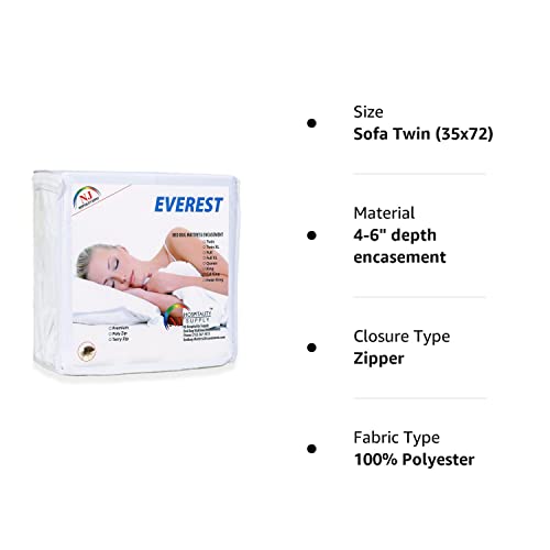 Premium Mattress Encasement Waterproof Zippered Protector 6 Sided Cover Machine Washable Twin Size Sofa 35 By 72 Inches Fits 5-7 Inch Depth #TOP7