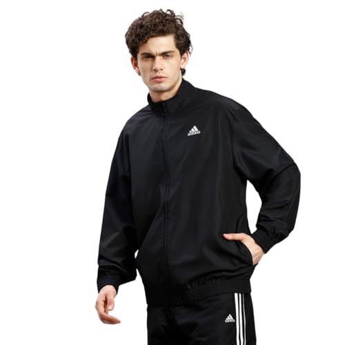 Image of Adidas Men's Corp Wv Ttop Sports Jacket - Black Durable, Lightweight, Breathable Sportswear track Jacket for Gym, Running, Fitness, Casual Activewear For All-Season