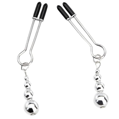 2Pcs Non Piercing Rings with Clamps Body Jewelry for Women Adjustable Stainless Steel Clips Bell Weight Pendant Fake Faux Body Piercing Jewelry (A)