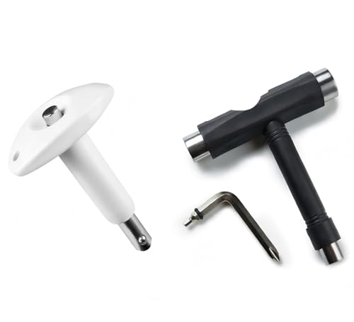Image of Skate Tools Kit Multi Function Portable Skateboard Bearing Press Tool Bearing Puller T Tool Accessory with T Type Allen Key and L Type Phillips for Roller Skates Skateboards Scooters