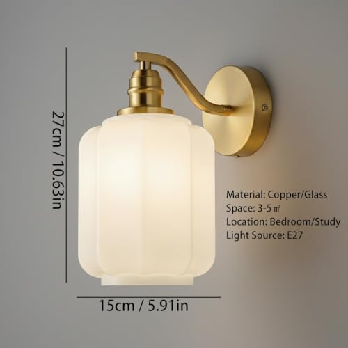 Aplique de pared de latón E27 con pantalla de vidrio esmerilado 6