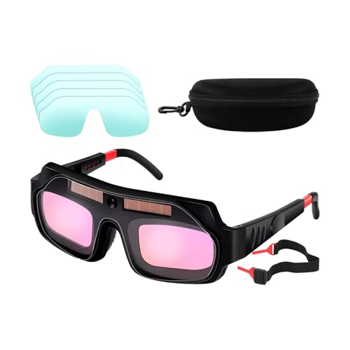 Gafas De Soldadura Para Adultos - Gafas De Soldador Automáticas,Pantalla Facial Ligera Flexible Protección Ocular Anti-UV Ventilada para Trabajos de Construcción Corte Metal Reparado