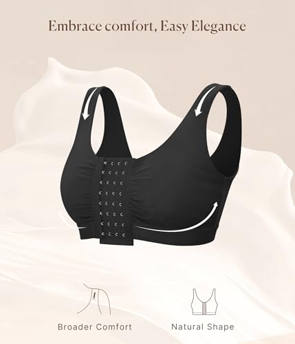 Image of BRABIC Front Closure Post Surgery Minimizer Bras for Women Full Coverage Surgical Wireless Comfort Everyday Bras