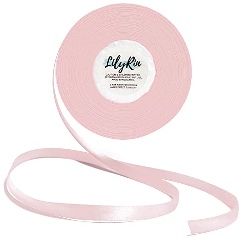 Pale Pink Ribbon 1 4 Inches 36 Yards Satin Roll Perfect for Scrapbooking, Art, Wedding, Wreath, Baby Shower, Packing Birthday, Wrapping Christmas