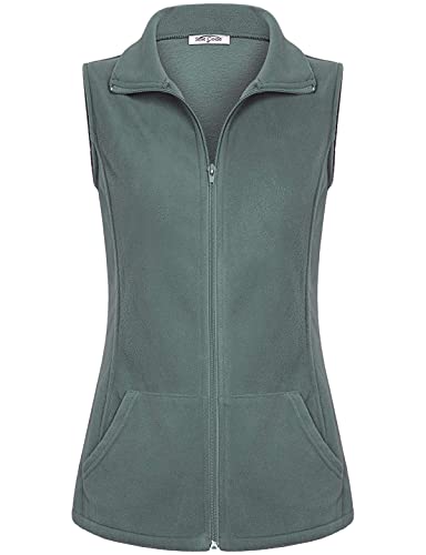 SeSe Code Vest for Women Work, Women's Lightweight Zip Up Front Sleeveless Collared Neckline Soft Basic Regular Fit Classic Fashion Winter Clothes Green Medium
