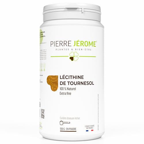 Lécithine de Tournesol en Poudre Pierre Jérôme - 500 G - Complément et Additif Alimentaire à Base de Phospholipides de Tournesol - Foie, Cerveau - 0.5 KG - 500 Jours