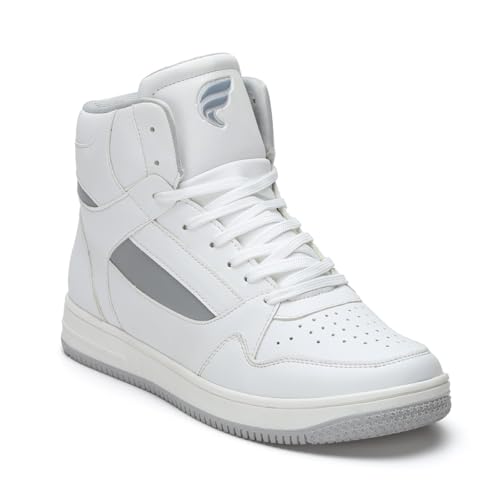 Image of FIELD CARE Faster Casual Comfort Fashion Stylish Hi-Top Basket Ball Sneakers (White /Grey, UK Footwear Size System, Adult, Men, Numeric, Medium, 10)