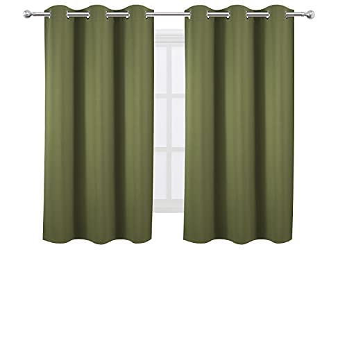 Image of LEMOMO Oilve Green Blackout Curtains 38 x 54 Inch Length /Set of 2 Curtain Panels /Thermal Insulated Room Darkening Blackout Curtains