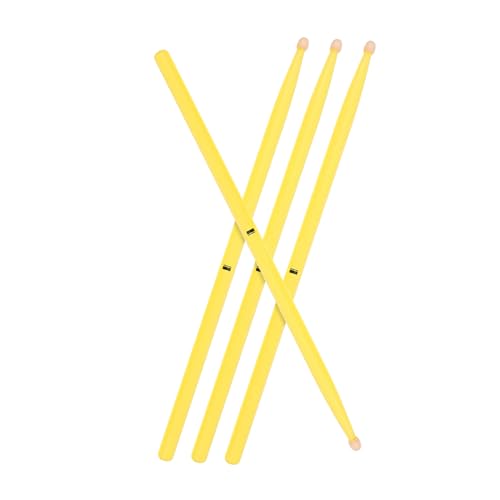 2 pares de baquetas de madera de arce, amarillas, para percusión, herramienta ligera para batería con agarre antideslizante y superficie lisa, ideal para principiantes y amantes de la música miniatura 7