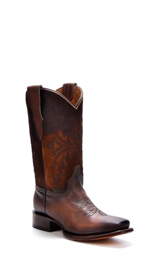 CORRAL TEEN'S BROWN EMBROIDERY SQ. TOE, LEATHER SOLE, COWHIDE LEATHER, WESTERN BOOTS, T0192