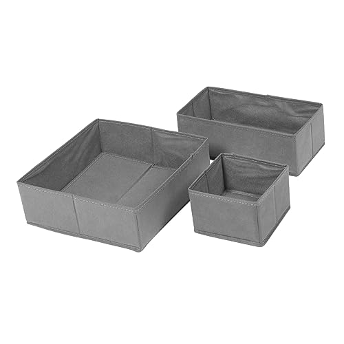 CTIRCHIU 3 Piezas Calcetín Caso Almacenamiento Organizador De Ropa Interior Cajas Cajones Para Armario Estuche De Ropa Interior Cajón Organizador De Calzoncillos Grey Tela No Tejida