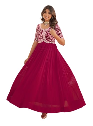 Image of Fashion Basket Georgette Embroidered Anarkali Gown for Women
