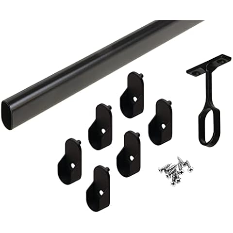 Phillco Closet Rod Kit - Oval Rod, 92 inch (2337mm) long with 6 end caps and center support. (Matte Black) Cover