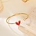Dainty Gold Cuff Bracelets for Women Non Tarnish, Cute Love Heart Open Cuff Bangle Bracelet 14K Gold Plated Cubic Zirconia Bangle Bracelet Minimalist Wrist Cuff Bracelets Fashion Jewelry (Red)