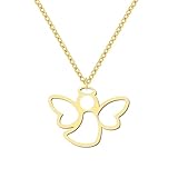 Collar bohemio con colgante de ángel pequeño hueco, cadena de clavícula, collares de moda para mujeres, joyería y niñas, regalos de buena suerte