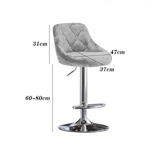 Tabouret haut de bar moderne pivotant violet clair avec hauteur réglable 60-80cm et dossier