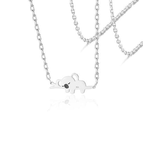 VASSAGO Collier koala en acier inoxydable avec pendentif en forme de koala - Cadeau pour femme et adolescente - Amoureux des animaux, One Size, Acier...