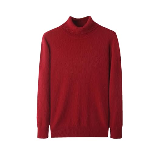 Men's Mink Pullover Sweater Solid Color Thick Warm Knitted Long Sleeve Turtleneck Jumper Tops