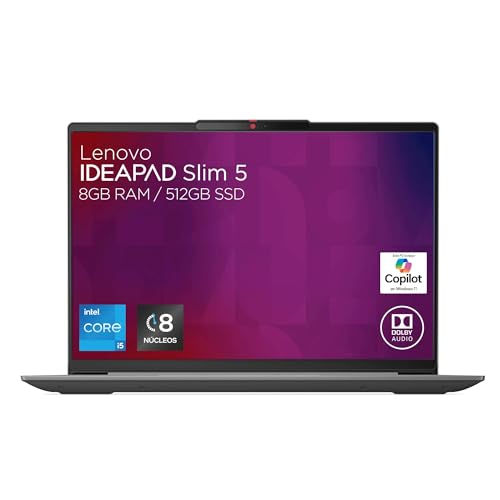 Laptops, Personal Computer Lenovo Laptop IdeaPad Slim 5 14IAH8 | 14' WUXGA Intel® Core i5-12450H 8GB RAM 512GB SSD | Altavoces 2W Dolby Audio Cámara FHD 1080p | Windows 11 Home