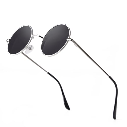 Retro Small Round Polarized Sunglasses for Women Men Vintage Metal Circle Frame Tint Lens Glasses - Main Image