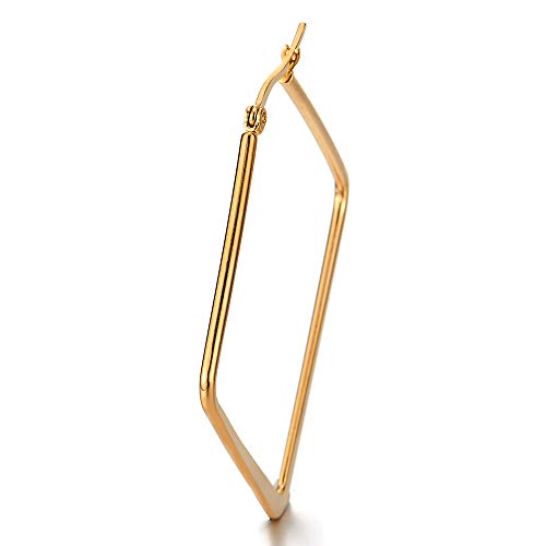 2 Oro Grande Quadrati Cerchio Orecchini a Cerchio