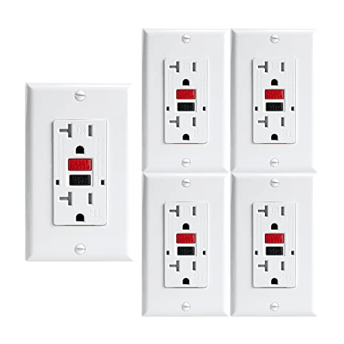 Omeenet 20 Amp Gfci Outlet, Tamper Resistant, Self Test Gfi Receptacle With 2 Led Indicator, 20Amp Ground Fault Circuit Interrupter Outlet For Kitchen, Bathroom,Indoor Use, Ul Listed(5 Pack) #TOP21