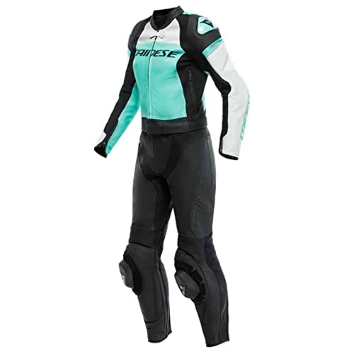 Dainese Mirage 2-Teiler Damen Motorrad Lederkombi (Black/Gray/Green,44)