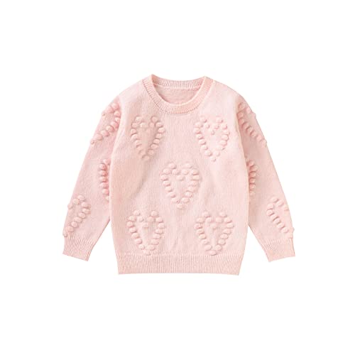 Ledy Champswiin Girl's Knitted Sweater Heart Pattern Warm Long Sleeve Pullovers Kids Autumn Winter Knitwear
