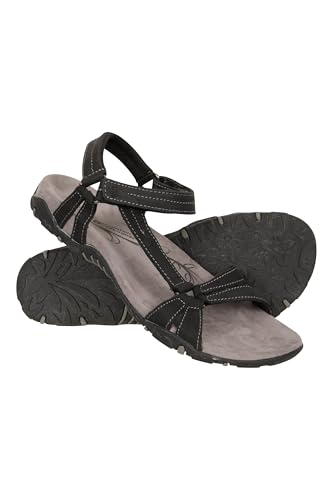 Mountain Warehouse Kokomo Womens Casual Sandals - Nubuck Leather Upper Ladies Shoes, Neoprene Lining, Durable Outsole Sandals -Spring Summer, Travelling, Walking Black Adult Shoe Size 4