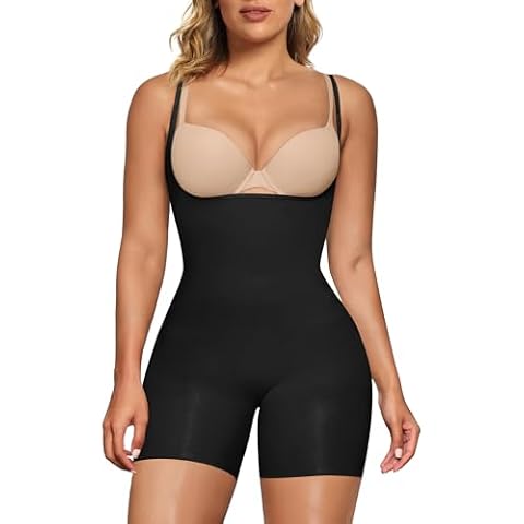 SHAPERX Open Bust Shapewear Tummy Control Bodysuits for Women Seamless Compression High Waisted Body Shaper, SZ5258-Black-S/M Cover