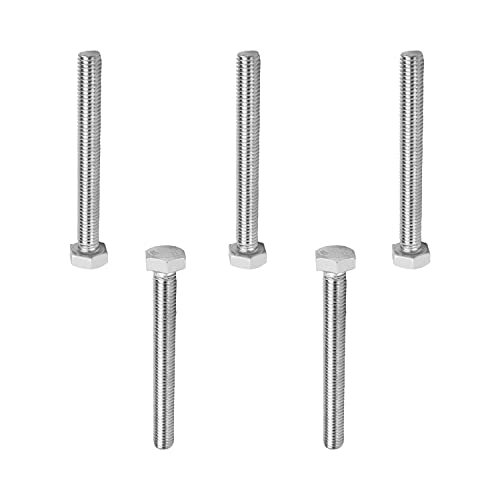 Image of MroMax 5Pcs M8-1.25 x 70mm Hex Head Screws Bolts, 316 Stainless Steel | Fully Threaded, Marine Grade A4-316, Corrosion Resistant, Silver, for Machinery & Marine Hardware, Replacement Fasteners