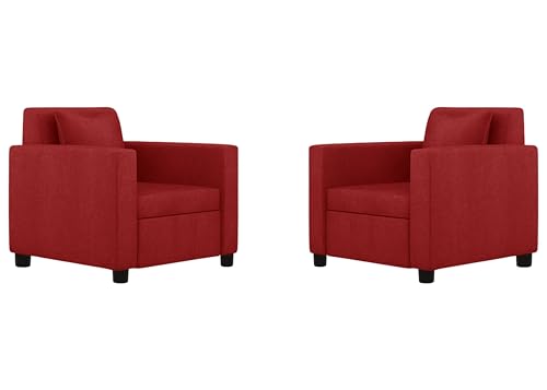 Image of 3+1+1 Seater Sofa Set with Ottoman -Modern Velvet Fabric Sofa Set for Living Room, Deep Seating Comfort with Cushions (Red)
