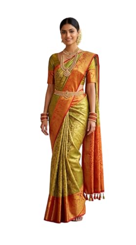 Image of VFCollections Women's Kanchipuram Silk Pure Pattu Sarees With Blouse