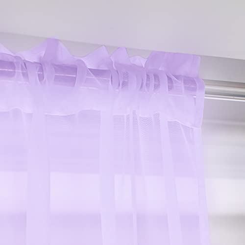 Image of Window Purple Sheer Curtains 72 Inches Long 2 Panels Sheer Curtain Basic Rod Pocket Panel for Bedroom Children Living Room Yard Kitchen (Purple, 52 inch W x 72 inch L | 2 pcs)