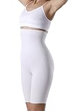 Yenita Damen Shapewear Figurformende Taillenhose mit Bein, Miederhose mit hohem Bund, Weiss, Gr. M