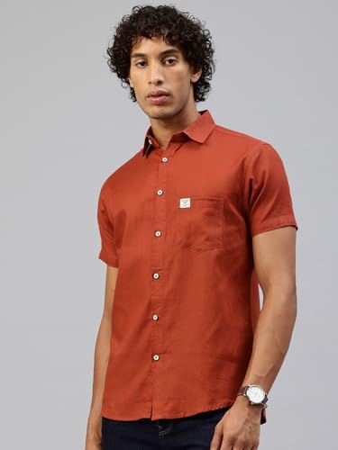 Image of Majestic Man Men Slim Fit Pure Cotton Solid Half Sleeve Casual Shirt