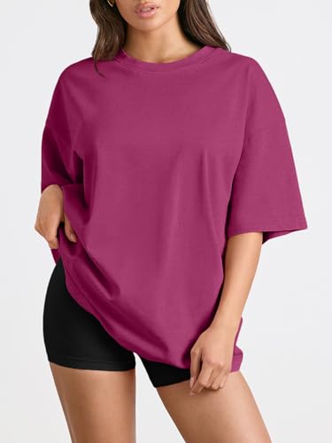Image of Trendy Queen Womens Oversized T-Shirts Short Sleeves Workout Tops | Casual Summer Gym Tees Plus Size Fashion Clothes 2026