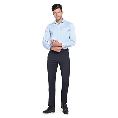 Image of blackberrys Structured Polyester Viscose Slim Fit Men's Work Wear Trousers
