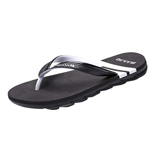 Sunenjoy Tongs Hommes Femme Sandales Antidérapant été Pantoufles Flip Flops Chaussures de Plage Piscine Bain Garçon Slipper Plates Mode Casual Outdoor (44 EU, Noir) Cover