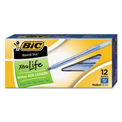 (3 Pack Value Bundle) BICGSM11BE Round Stic Ballpoint Stick Pen, Blue Ink, Medium