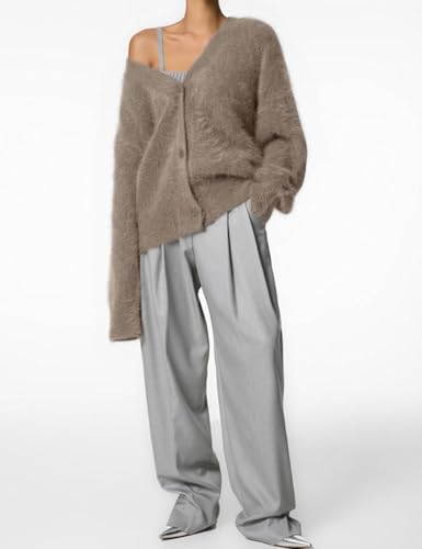 Arssm Womens Fuzzy Cardigan Sweater Long Sleeve Cardigans Button Down V Neck Fluffy Knit Top Fashion 2025 Knitwear3