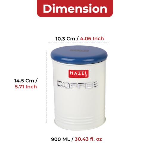 Image of HAZEL Coffee Storage Container with Lid | Metal Coffee Airtight Jar for Kitchen