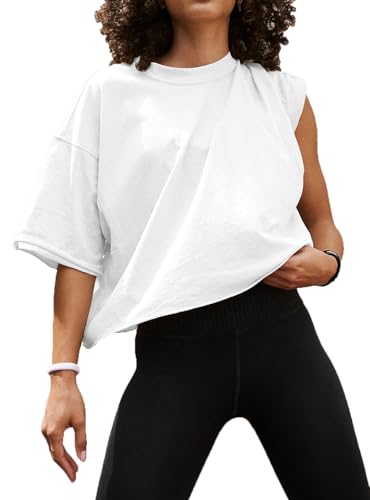 Tops for Women Trendy, Cotton Casual Half Sleeve Basic Crop Top, Pullover Drop Shoulder Roll Hem Plus Size Shirts