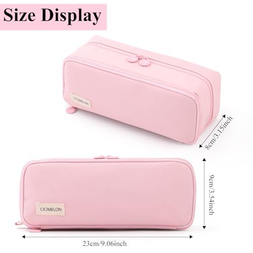 Image of CICIMELON Pencil Case Large Capacity Pen Pouch with Zippered Bag Organizer for School Girls Adults, Pink