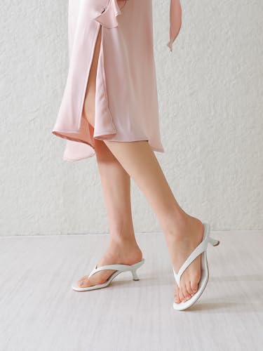 Image of Kitten Heels for Women Round Open Toe Sandals Flip Flop Heels Summer Low Heeled Thong Sandals