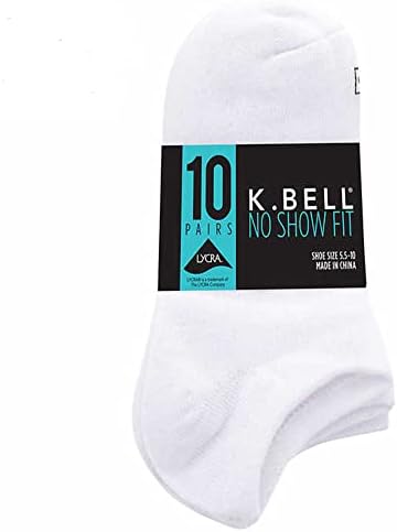 K. Bell Ladies - No Show Sock - 10 Pair Pack (Sock size 4-10, White) image 3